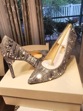 NWT Imagine Vince Camuto Greyson Pewter Mosaic Crystal Pumps 7.5